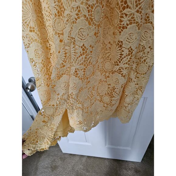 Liz Claiborne Yellow Eyelet Sheath Dress Size 18 Sleeveless Wedding Guest - Picture 5 of 10